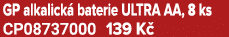 GP alkalick baterie ULTRA AA, 8 ks CP08737000 139 K 