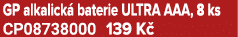 GP alkalick baterie ULTRA AAA, 8 ks CP08738000 139 K 