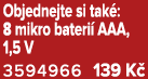 Objednejte si tak : 8 mikro bateri AAA, 1,5 V 3594966 139 K 
