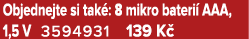 Objednejte si tak : 8 mikro bateri AAA, 1,5 V 3594931 139 K 