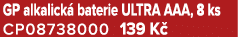 GP alkalick baterie ULTRA AAA, 8 ks CP08738000 139 K 
