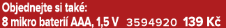 Objednejte si tak : 8 mikro bateri AAA, 1,5 V 3594920 139 K 